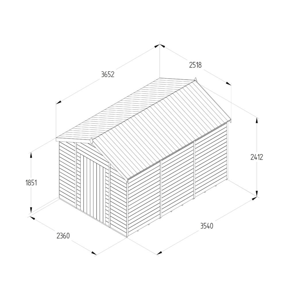 Timberdale 12×8  Apex Shed No Window with Installation 5013053196113 2
